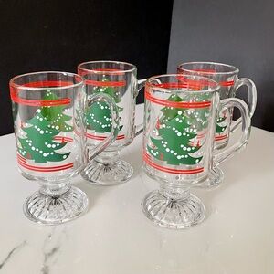 SET of 4 Footed Glass Christmas Mugs by Waechtersbach